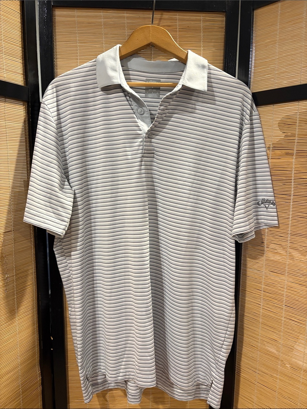 Callaway Men's Light Gray & White Striped Polo